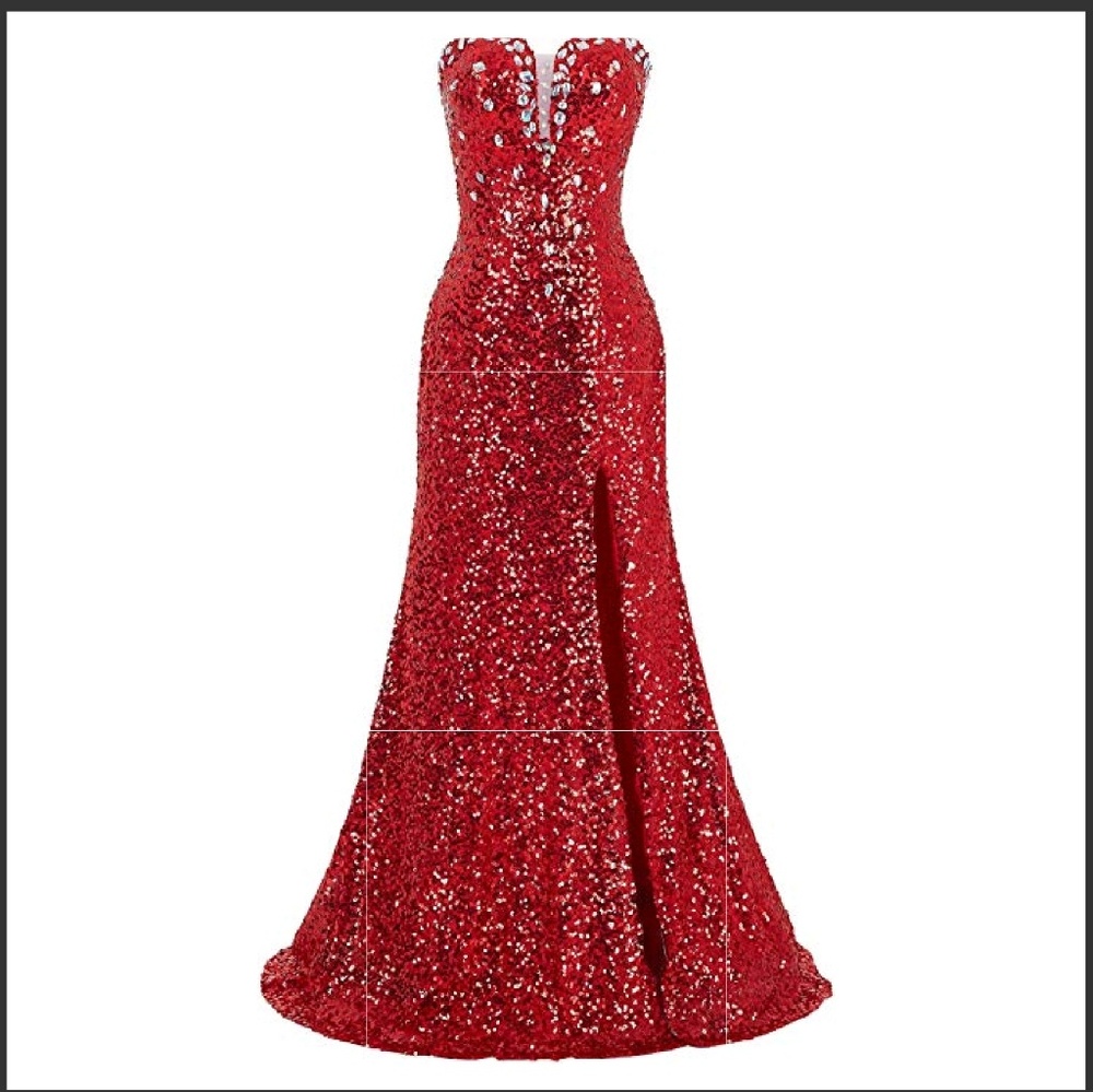 Grace Karin Red Sequin Evening Gown